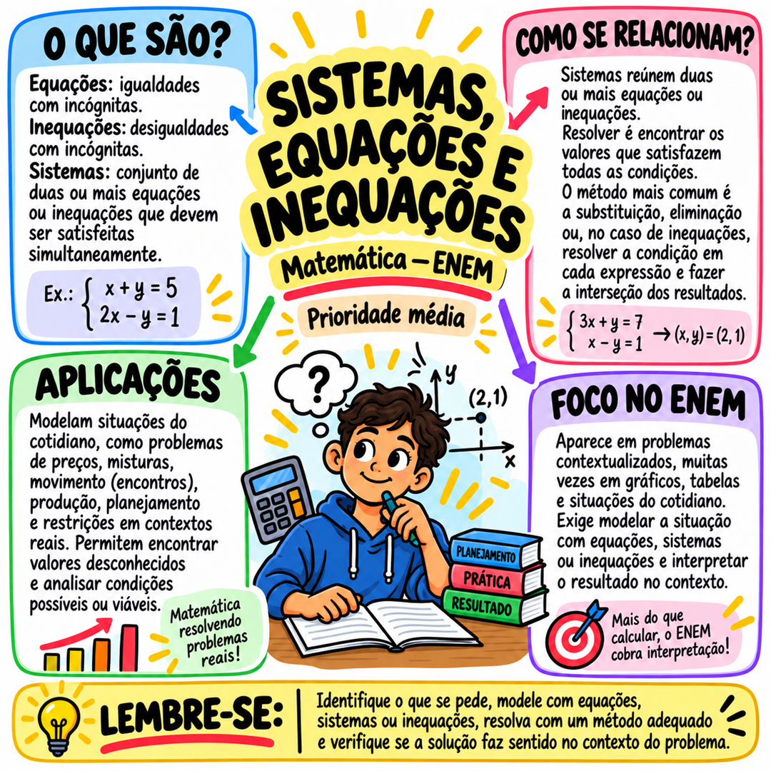 Exemplo de card de revisão de matemática para o ENEM